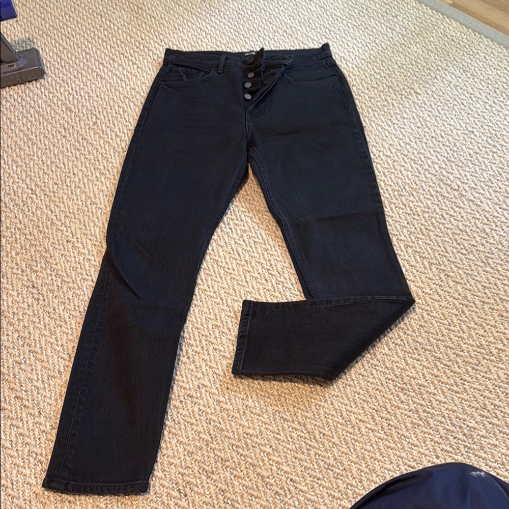 GRLFRND Karolina Black Button-Fly Denim